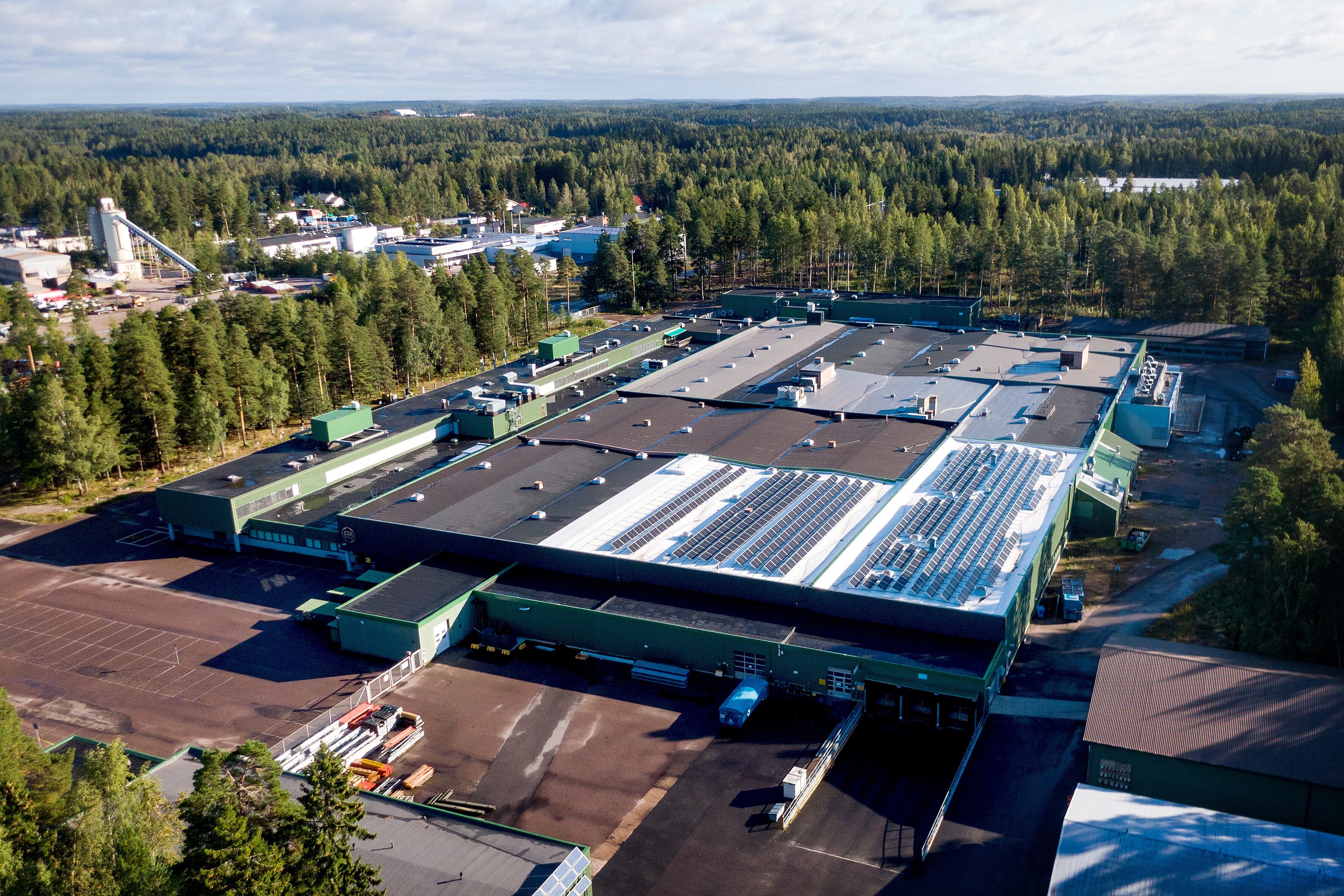 Solar power at Ensto factory in Porvoo, Finland.