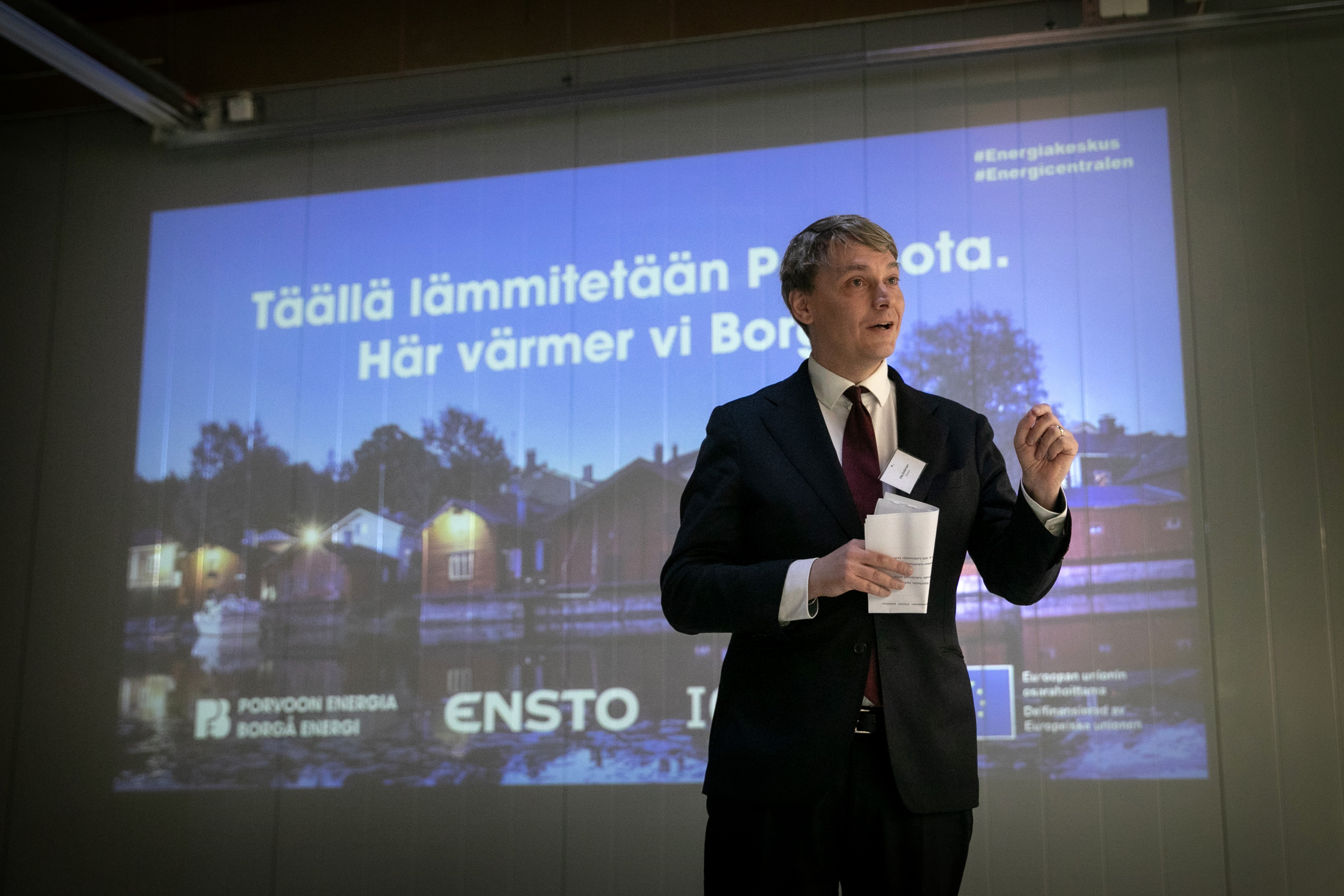 Otto Andersson energiakeskuksen avajaisissa.