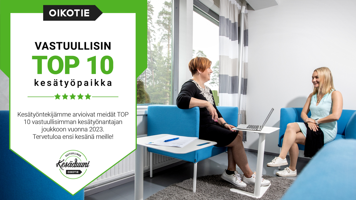 Enstolle hieno sijoitus Oikotien vastuullinen kesäduuni -kilpailussa.