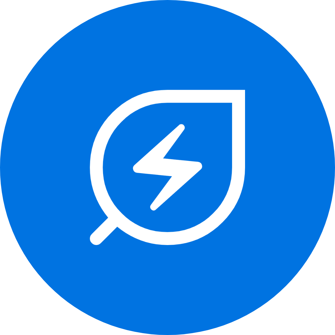 Blue circle with a white icon of a leaf.